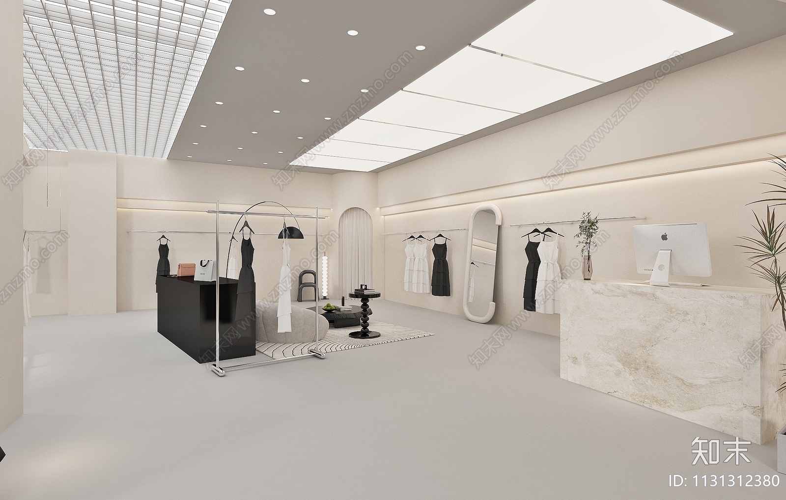 现代奶油风服装店3D模型下载【ID:1131312380】