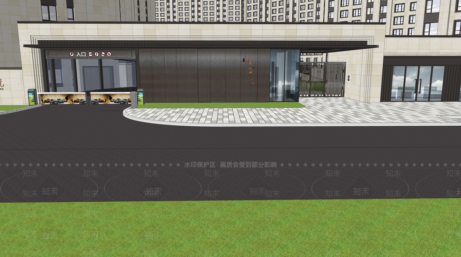 新中式入口大门SU模型下载【ID:1131312549】