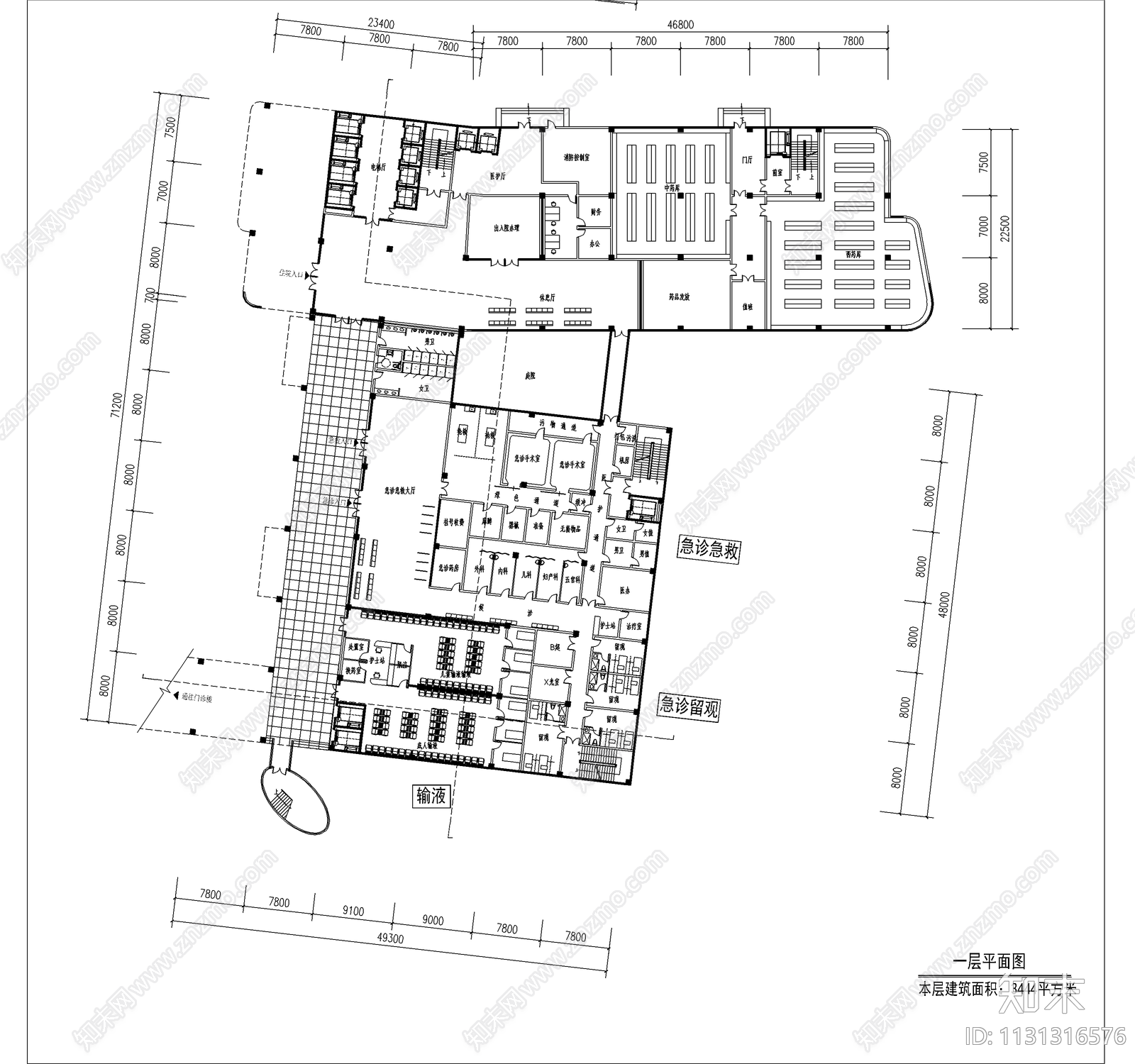 现代人民医院住院综合楼建筑cad施工图下载【ID:1131316576】