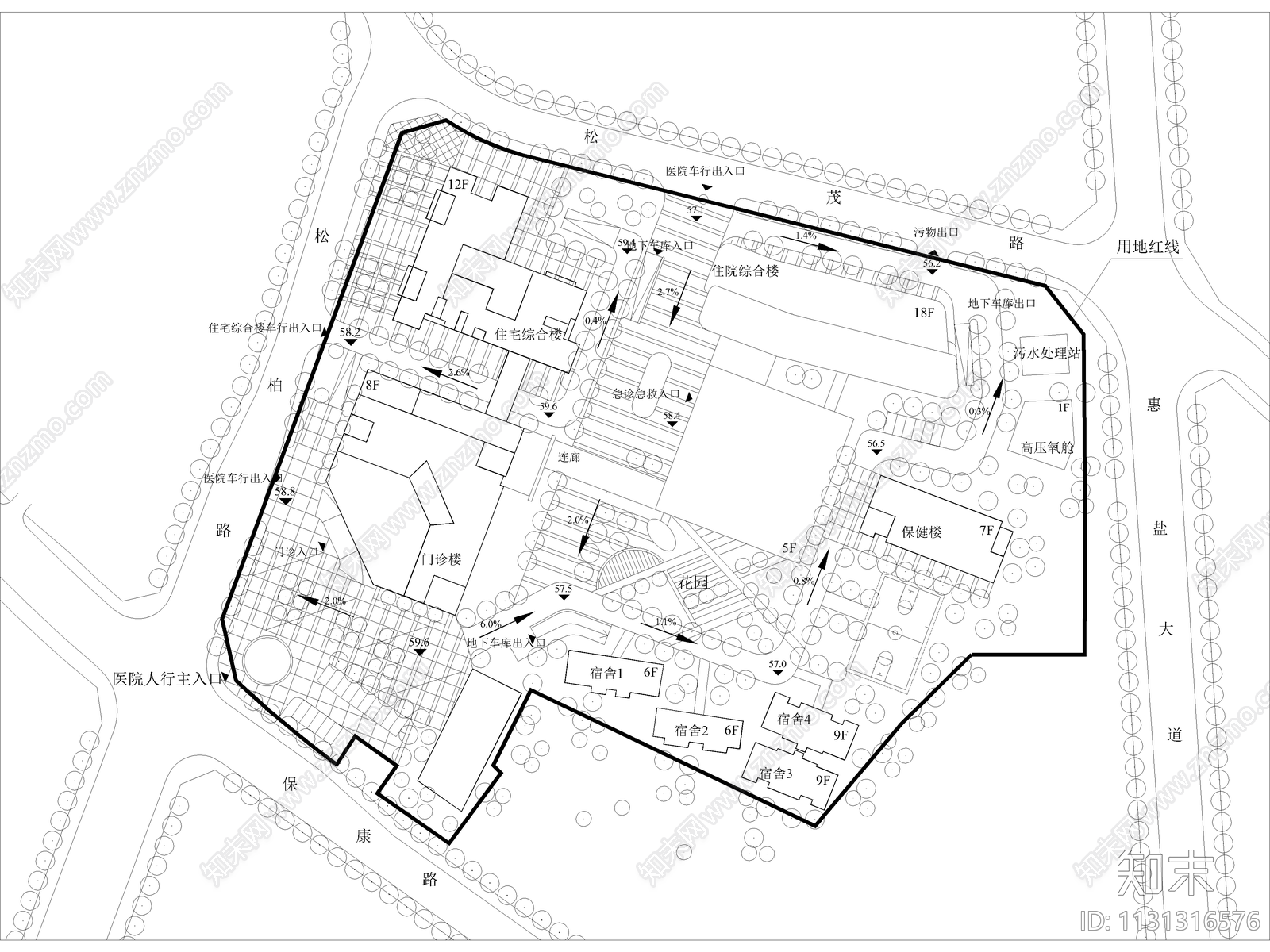 现代人民医院住院综合楼建筑cad施工图下载【ID:1131316576】