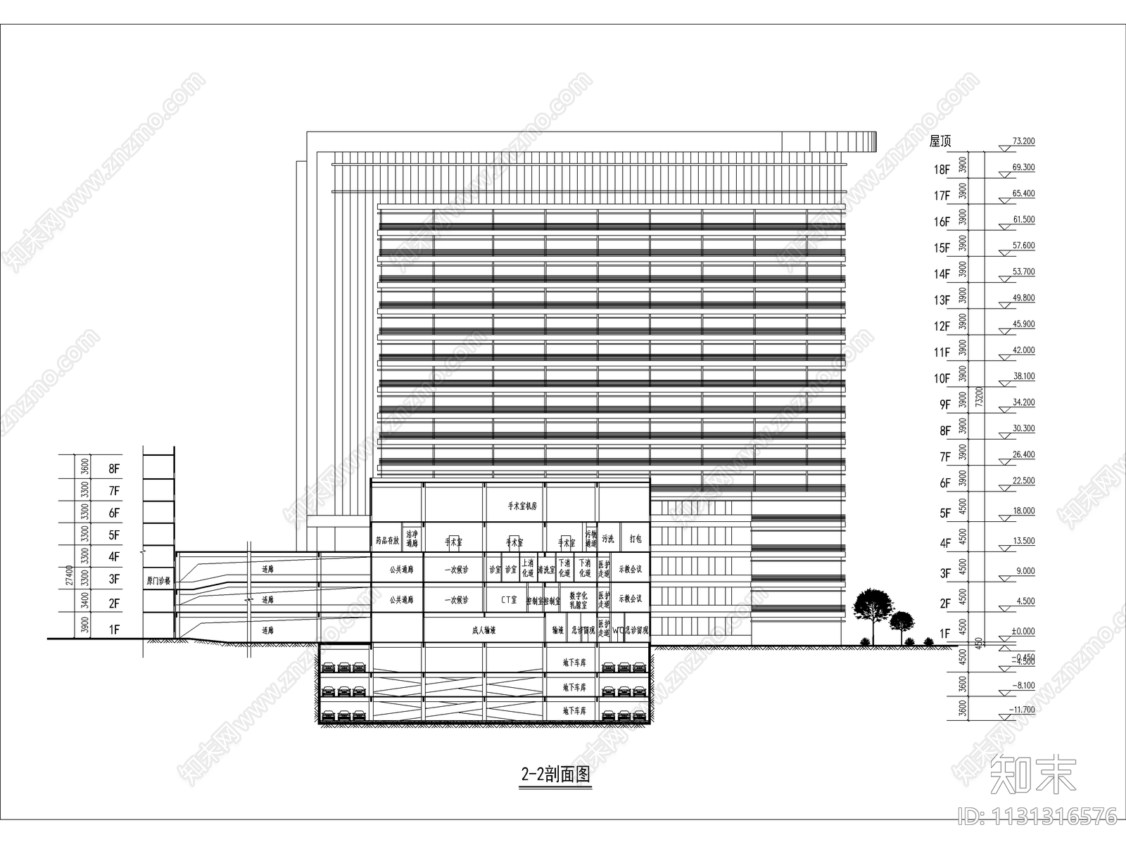 现代人民医院住院综合楼建筑cad施工图下载【ID:1131316576】