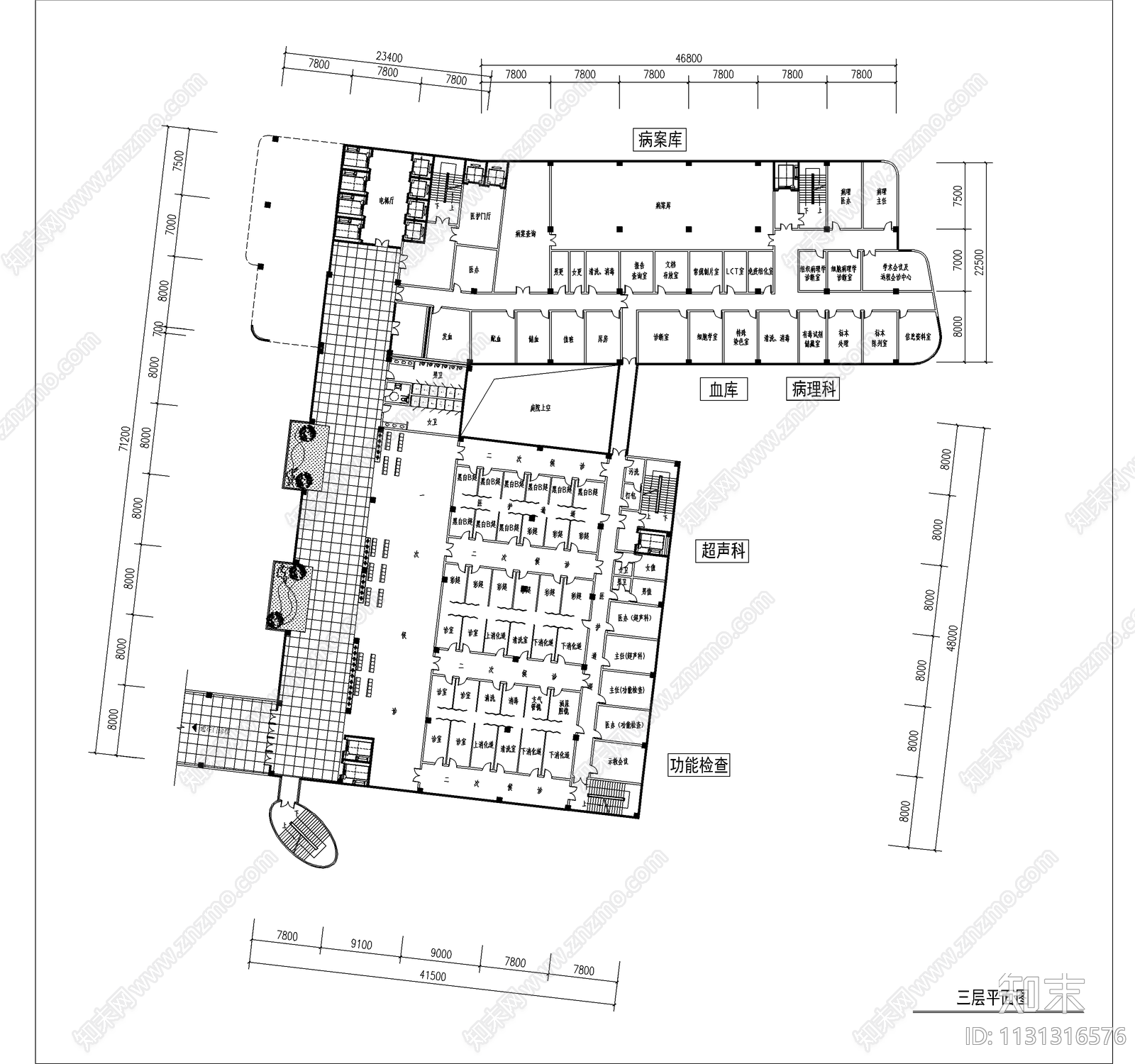 现代人民医院住院综合楼建筑cad施工图下载【ID:1131316576】