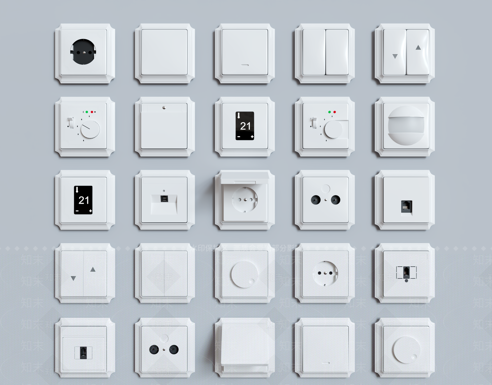 开关插座面板3D模型下载【ID:1131317036】