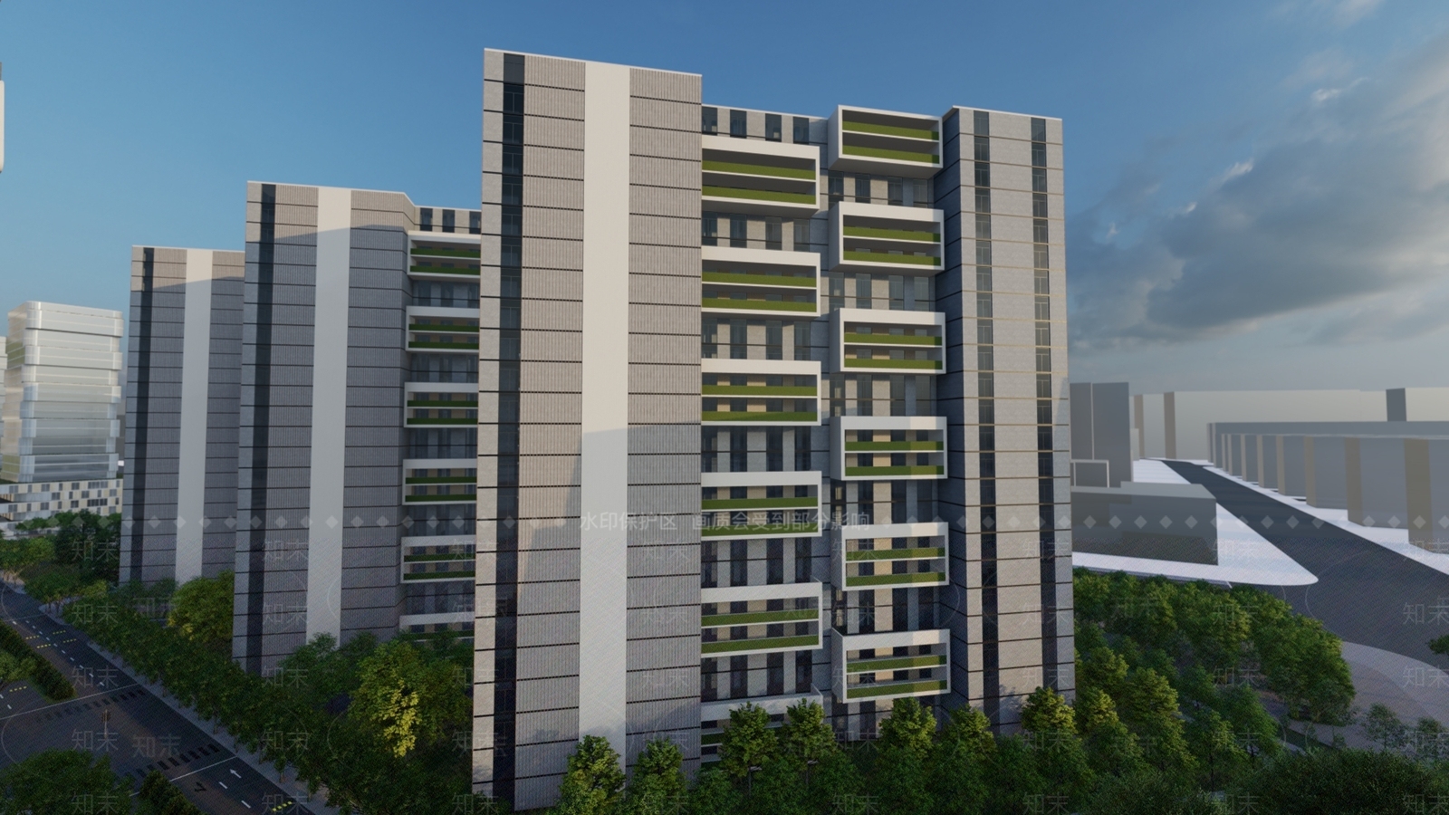 现代高层住宅SU模型下载【ID:1131319092】