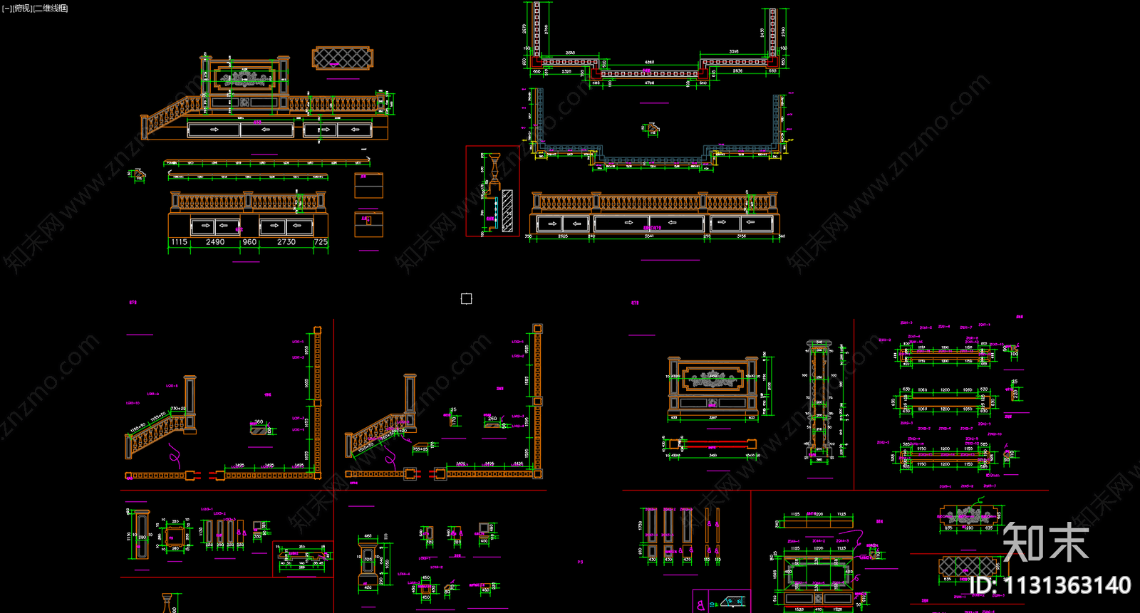 园林景观喷泉栏杆围墙门头施工图下载【ID:1131363140】