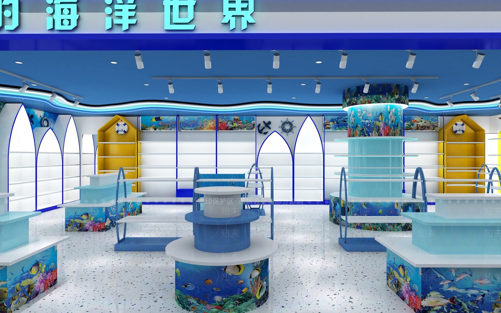 现代海洋主题儿童鞋店3D模型下载【ID:1131334605】