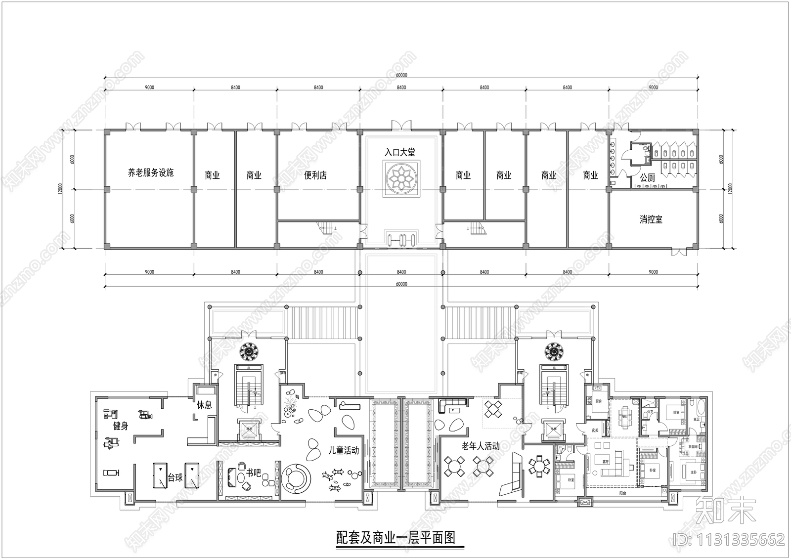 入口配套及架空层平面方案施工图下载【ID:1131335662】