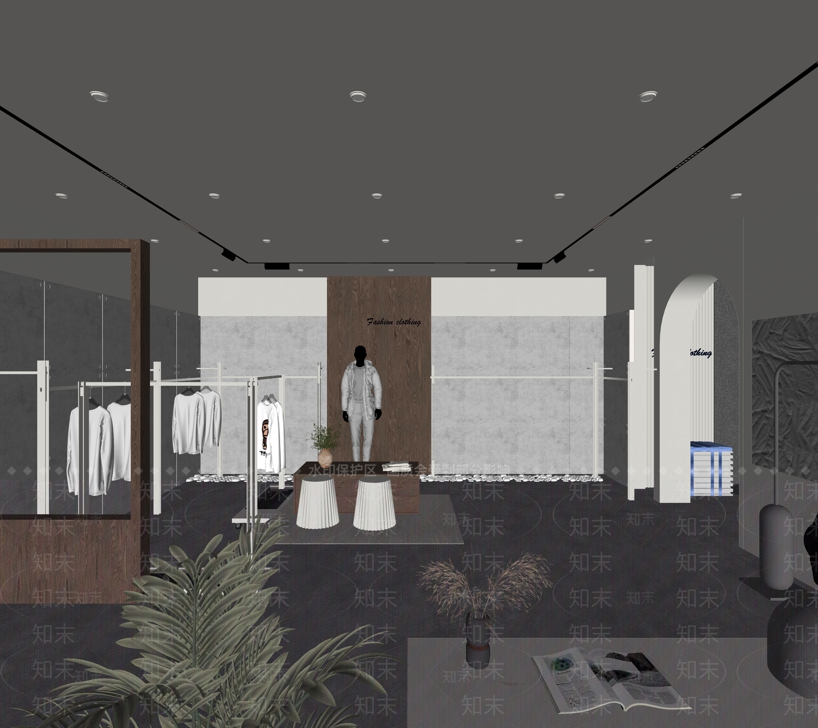 现代服装店展厅SU模型下载【ID:1131338173】