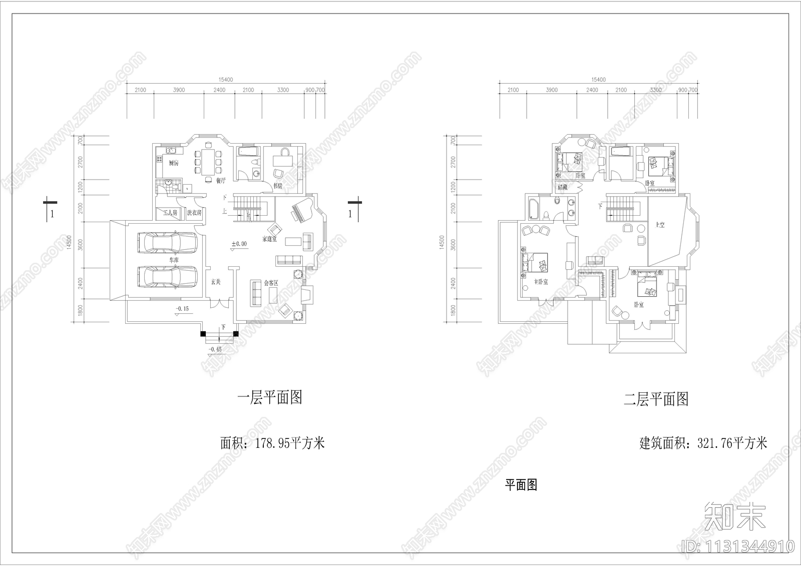 2层法式别墅cad施工图下载【ID:1131344910】