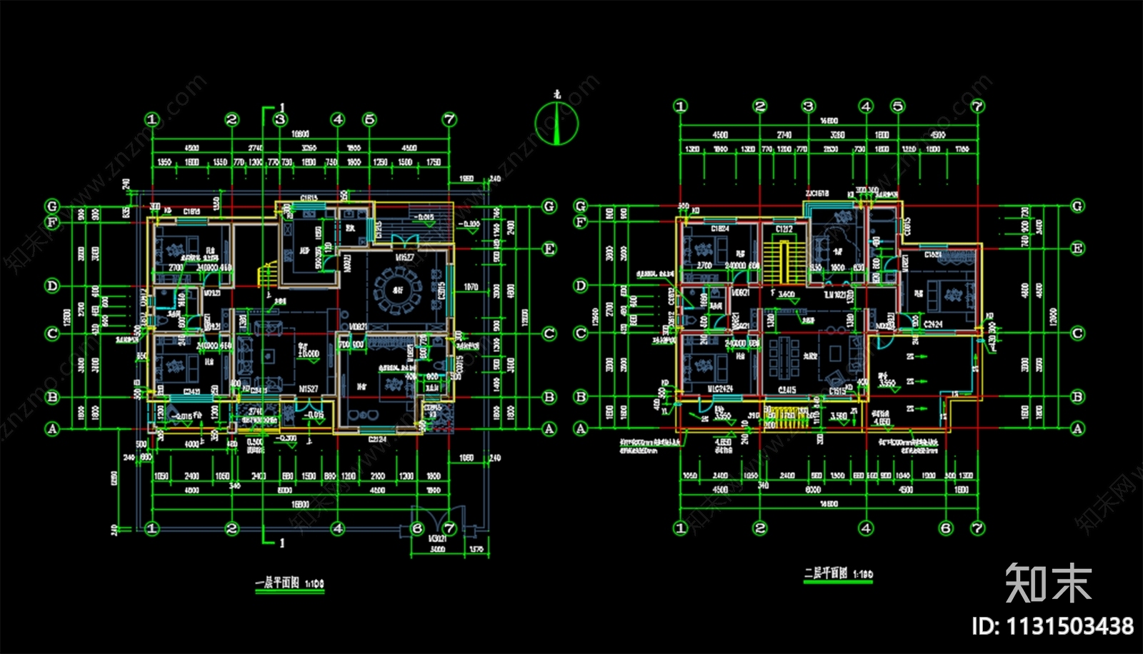 新中式别墅建筑cad施工图下载【ID:1131503438】