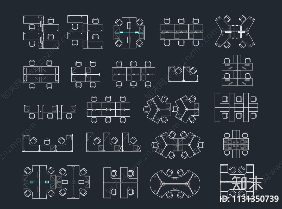 办公桌员工工位施工图下载【ID:1131350739】