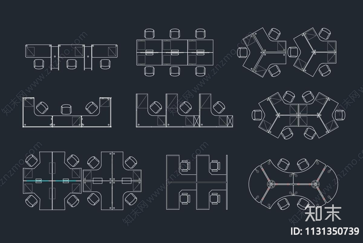 办公桌员工工位施工图下载【ID:1131350739】