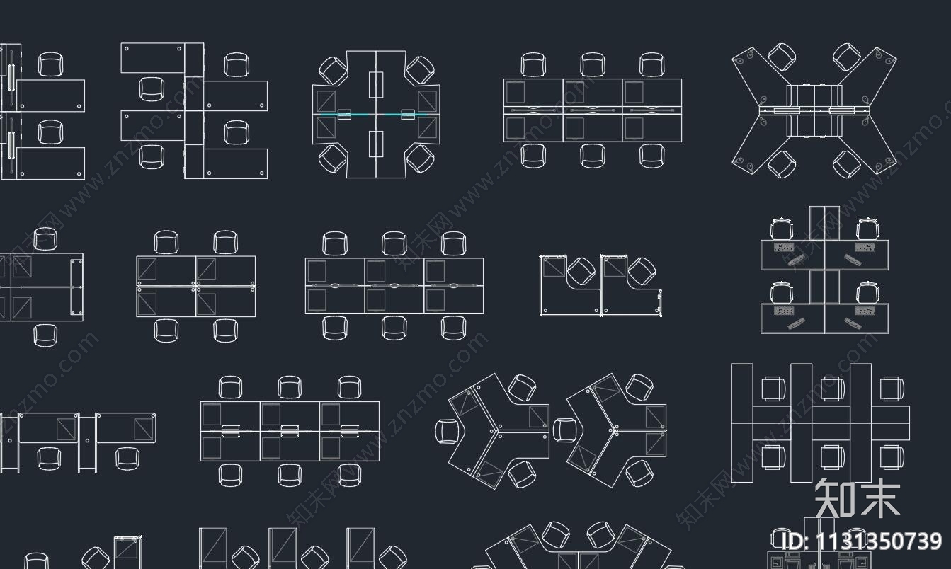 办公桌员工工位施工图下载【ID:1131350739】