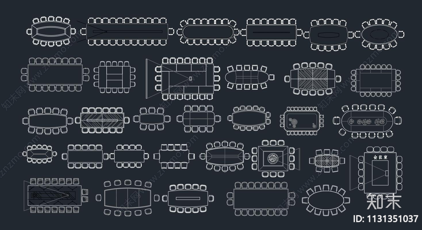 会议桌施工图下载【ID:1131351037】