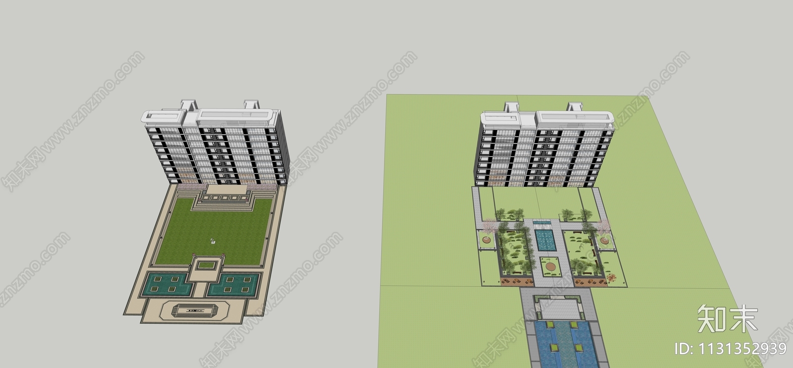 现代高层住宅SU模型下载【ID:1131352939】