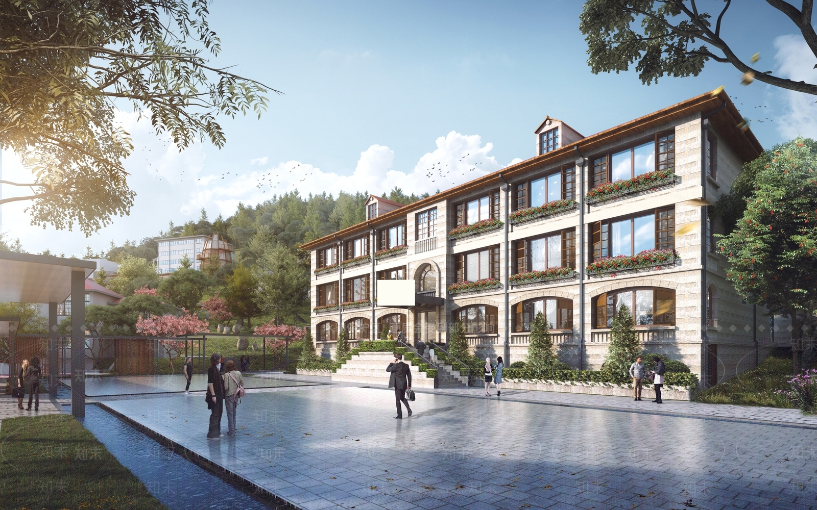 法式山地老别墅老洋房建筑改造酒店建筑SU模型下载【ID:1131360034】