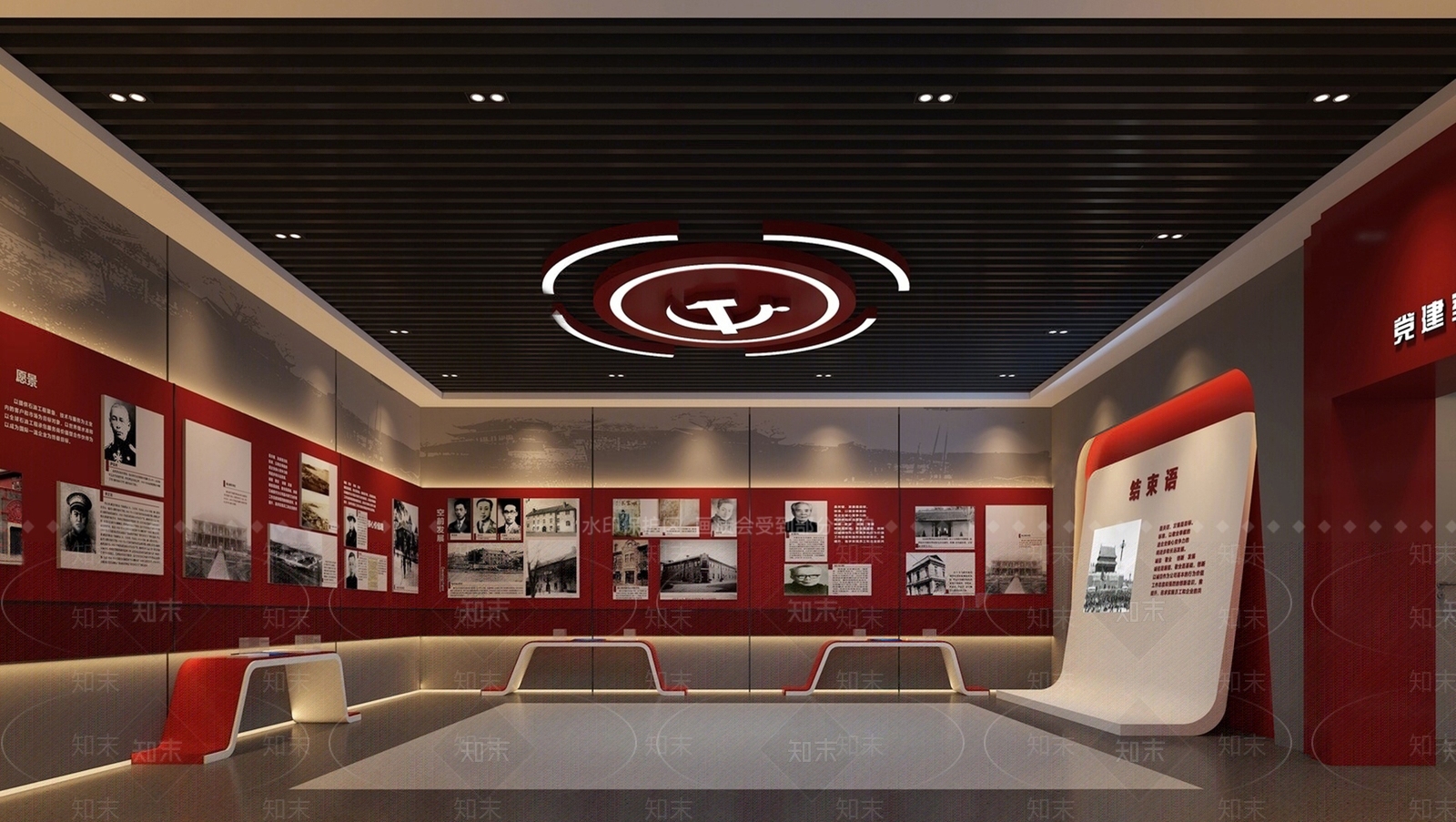 现代党建展厅SU模型下载【ID:1131362843】