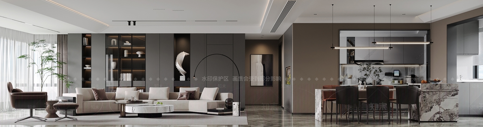 现代家居客厅3D模型下载【ID:1222156244】