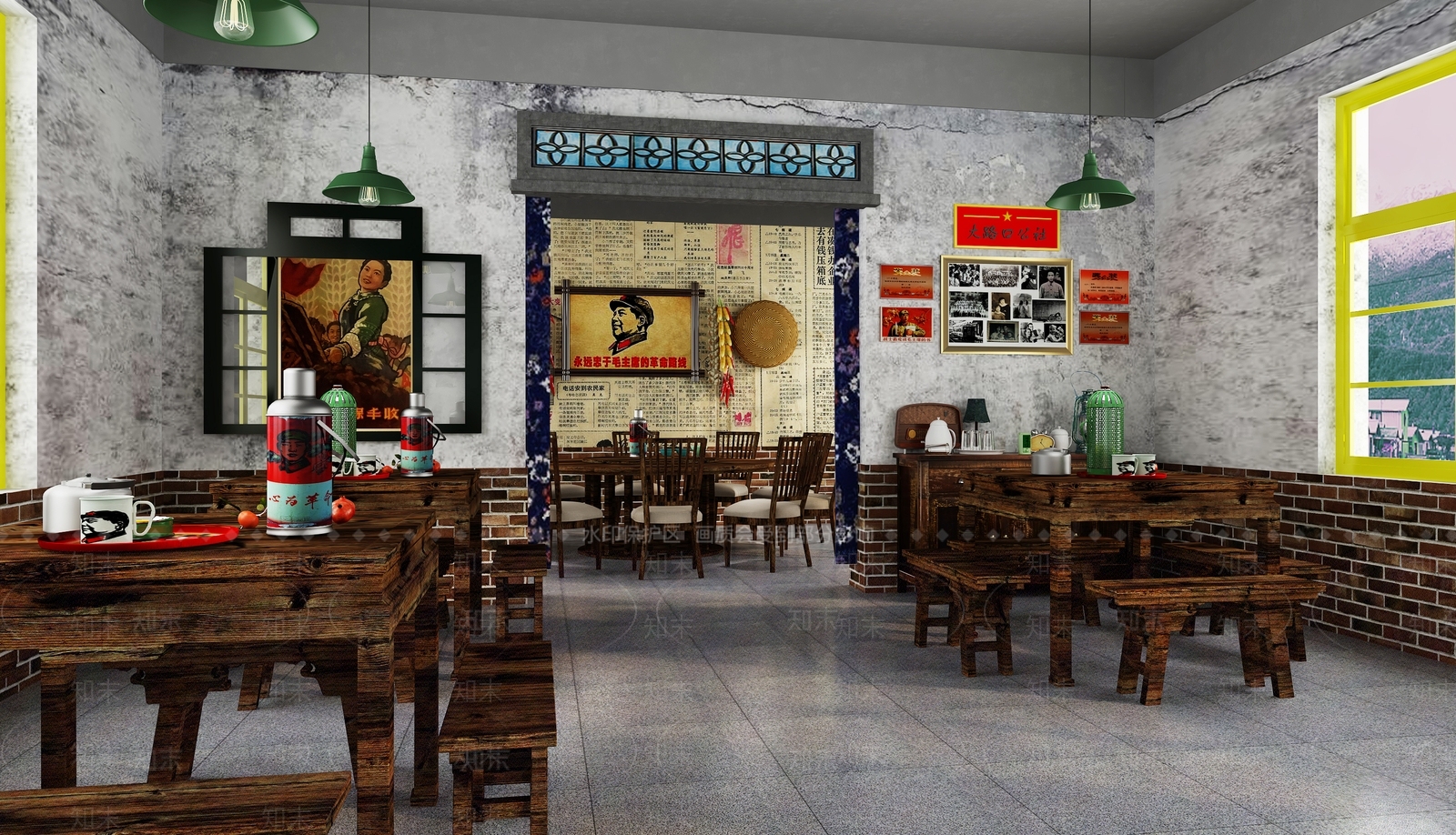 工业风复古怀旧中餐厅3D模型下载【ID:1131367421】