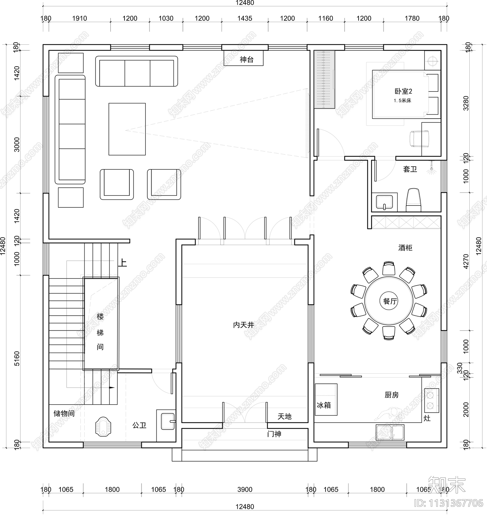 别墅自建房室内平面图施工图下载【ID:1131367706】