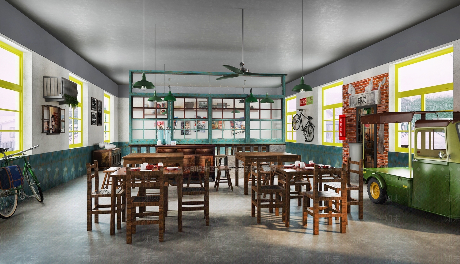 工业风复古怀旧中餐厅3D模型下载【ID:1131368067】