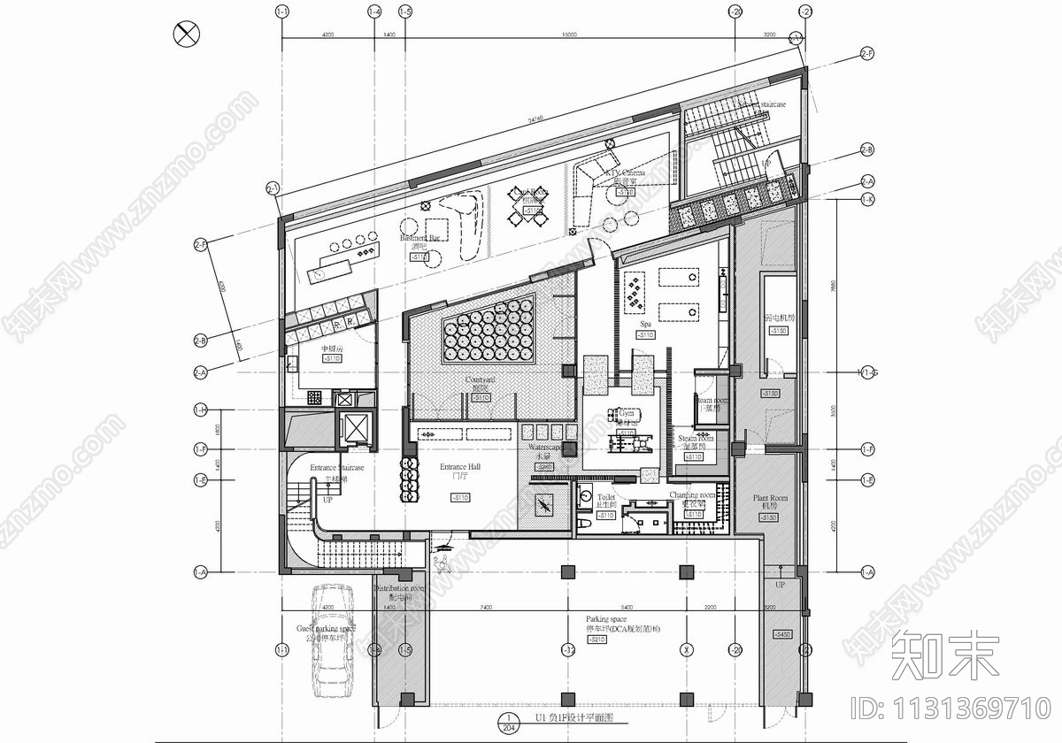 四层合院别墅室内cad施工图下载【ID:1131369710】