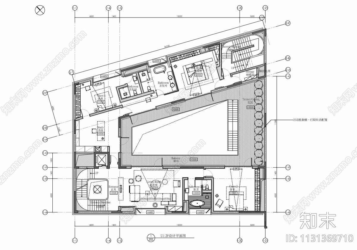 四层合院别墅室内cad施工图下载【ID:1131369710】