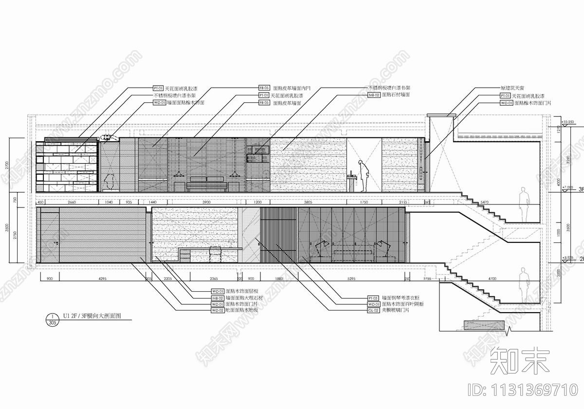 四层合院别墅室内cad施工图下载【ID:1131369710】