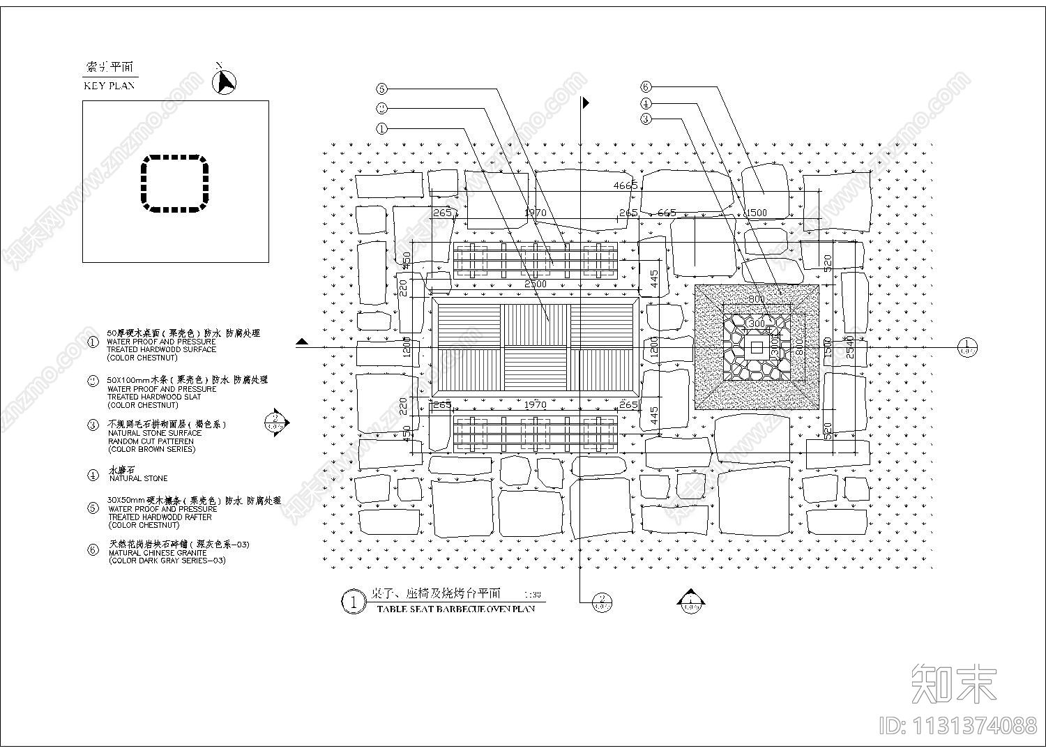 烧烤台细部cad施工图下载【ID:1131374088】