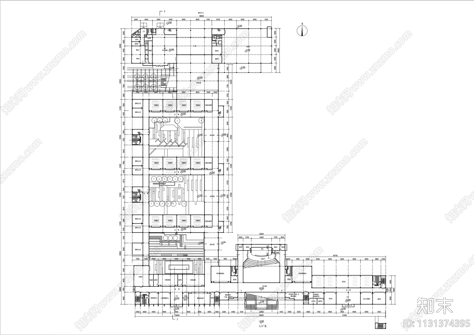 小学建筑cad施工图下载【ID:1131374395】