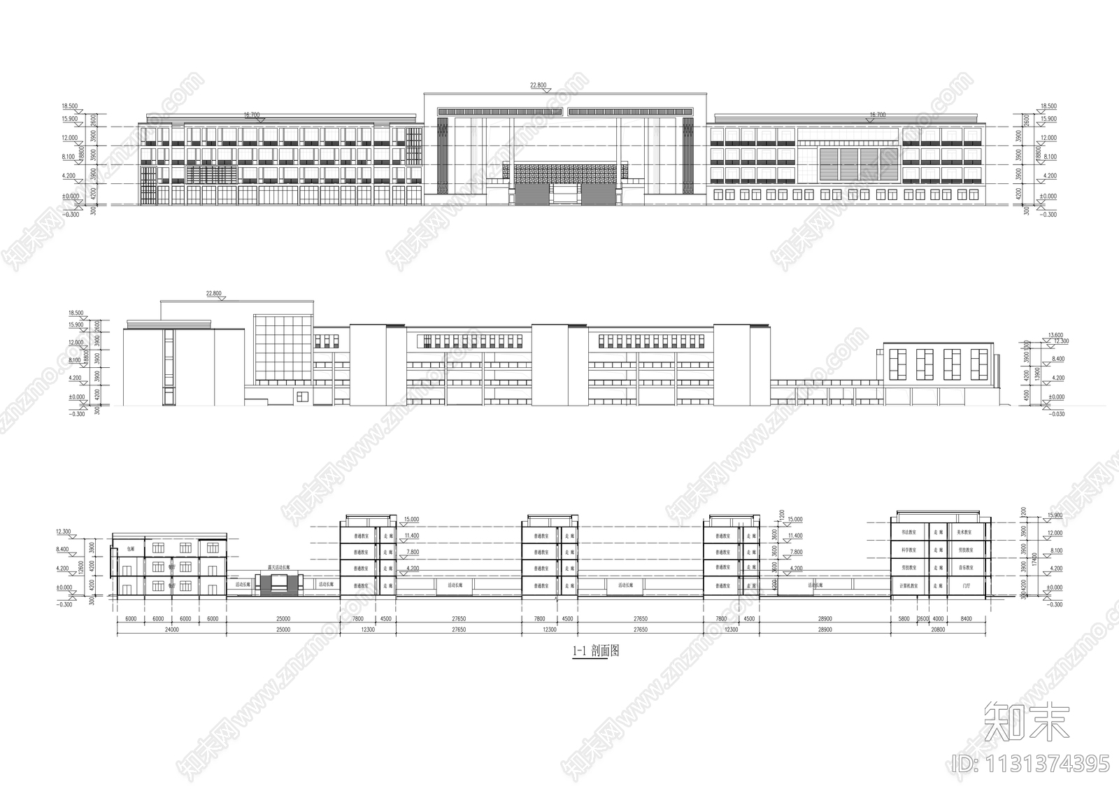 小学建筑cad施工图下载【ID:1131374395】