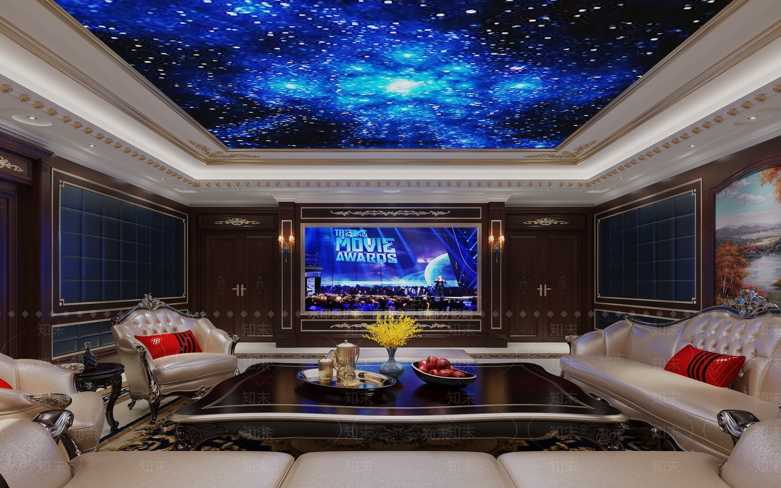 欧式古典影视厅3D模型下载【ID:1131374981】