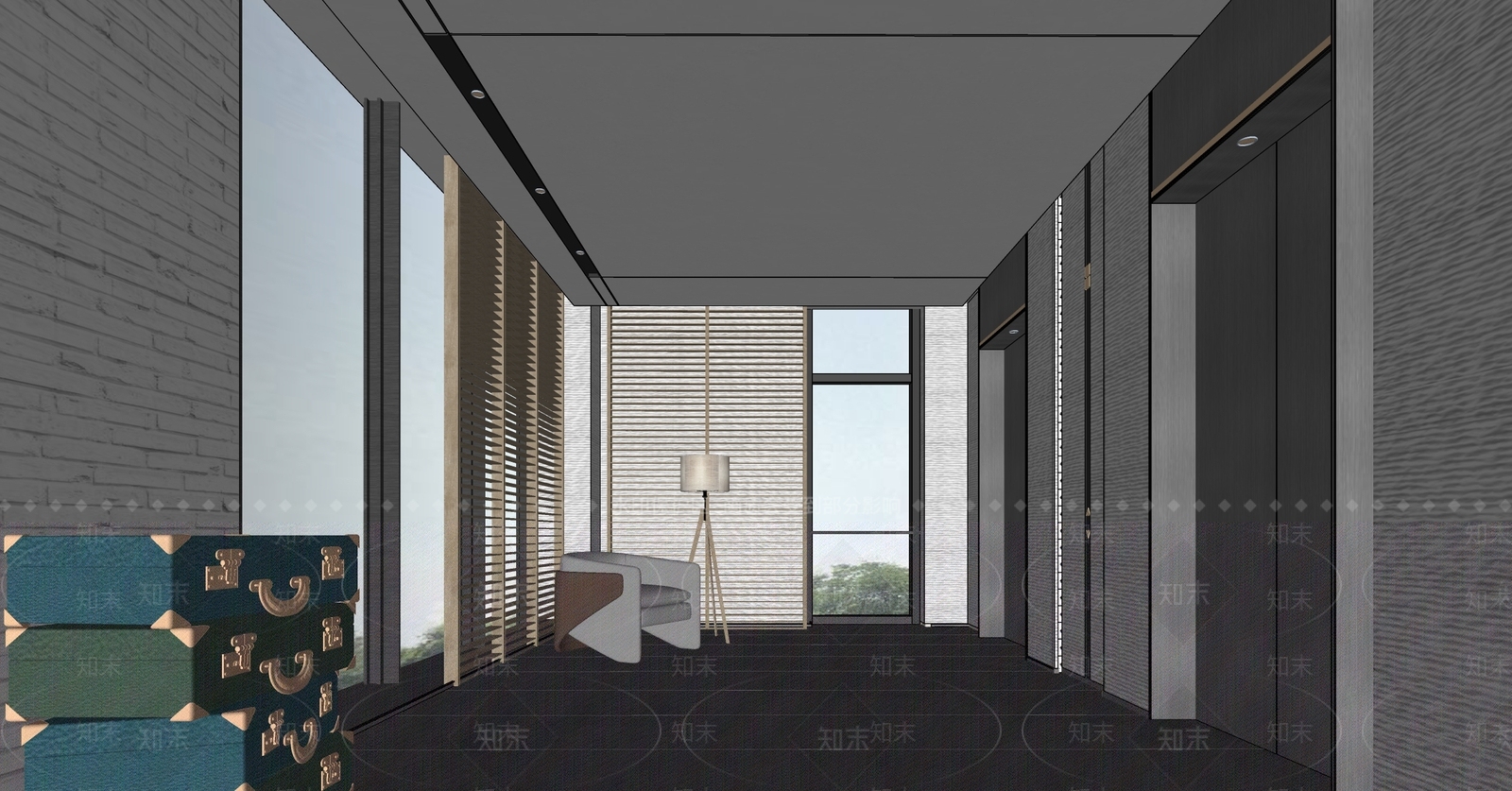 现代电梯间SU模型下载【ID:1131375867】