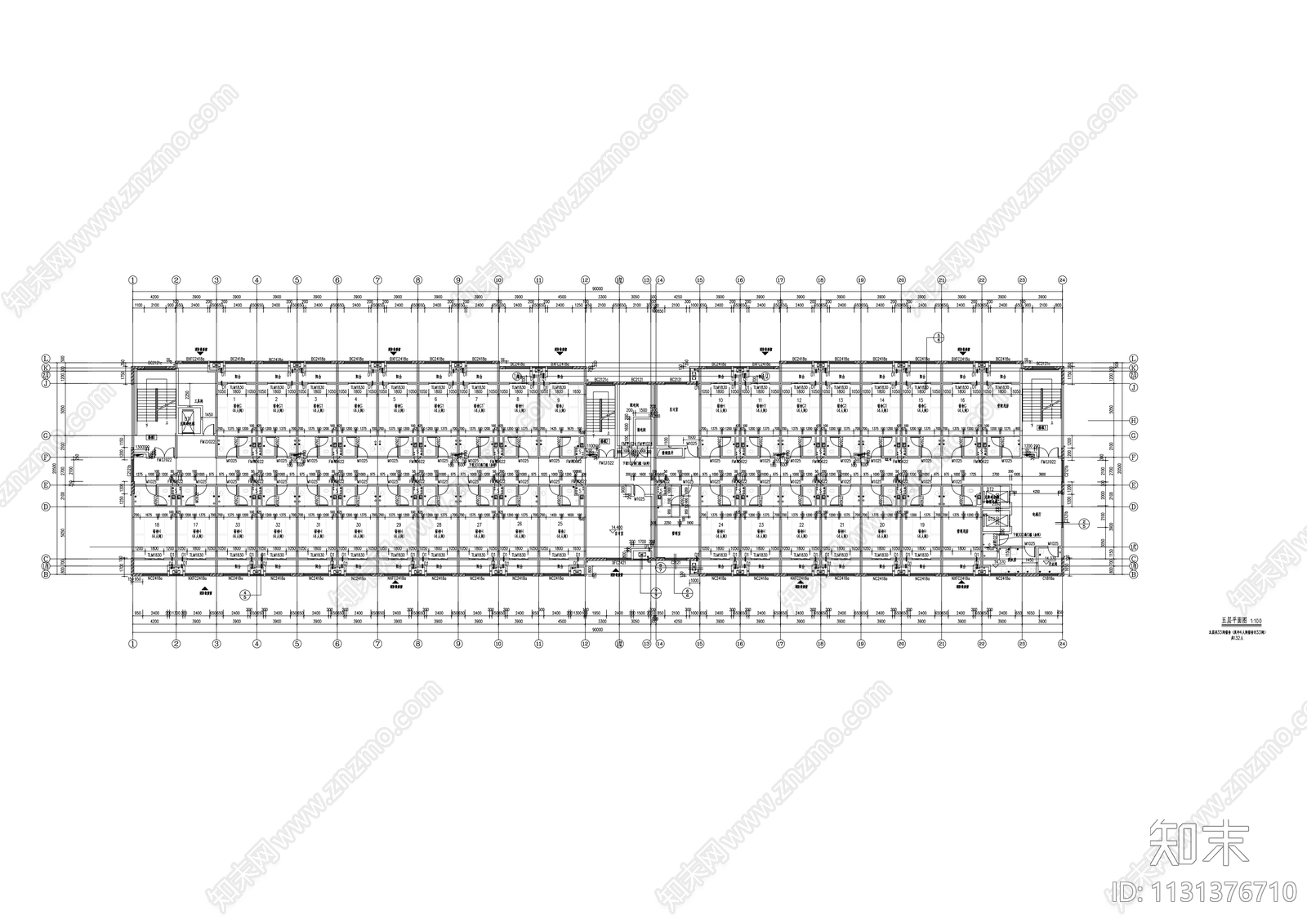 实验初中宿舍楼建筑cad施工图下载【ID:1131376710】