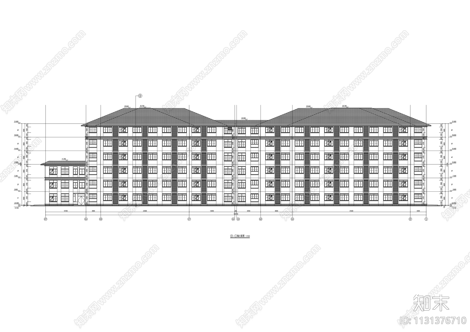 实验初中宿舍楼建筑cad施工图下载【ID:1131376710】