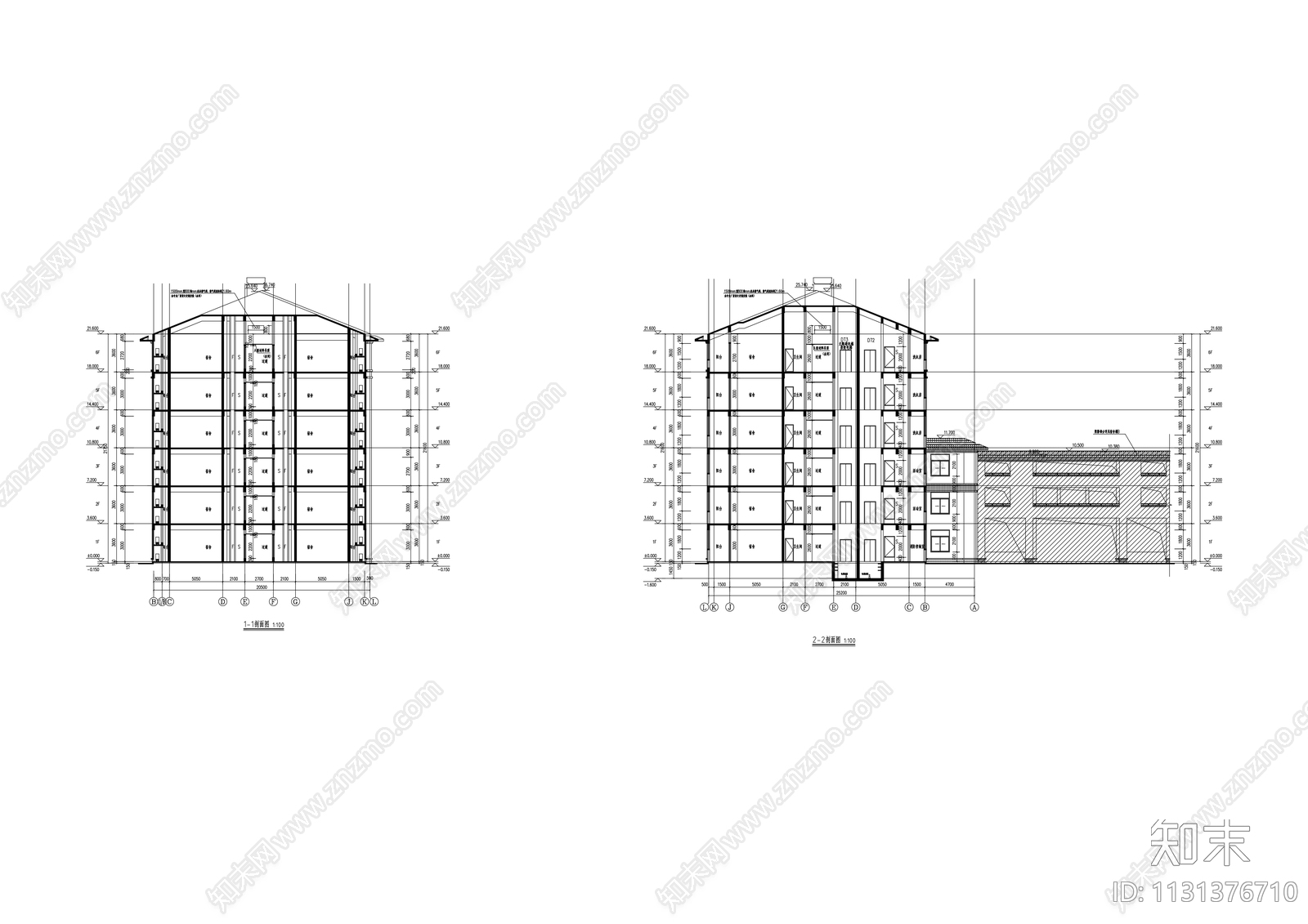 实验初中宿舍楼建筑cad施工图下载【ID:1131376710】