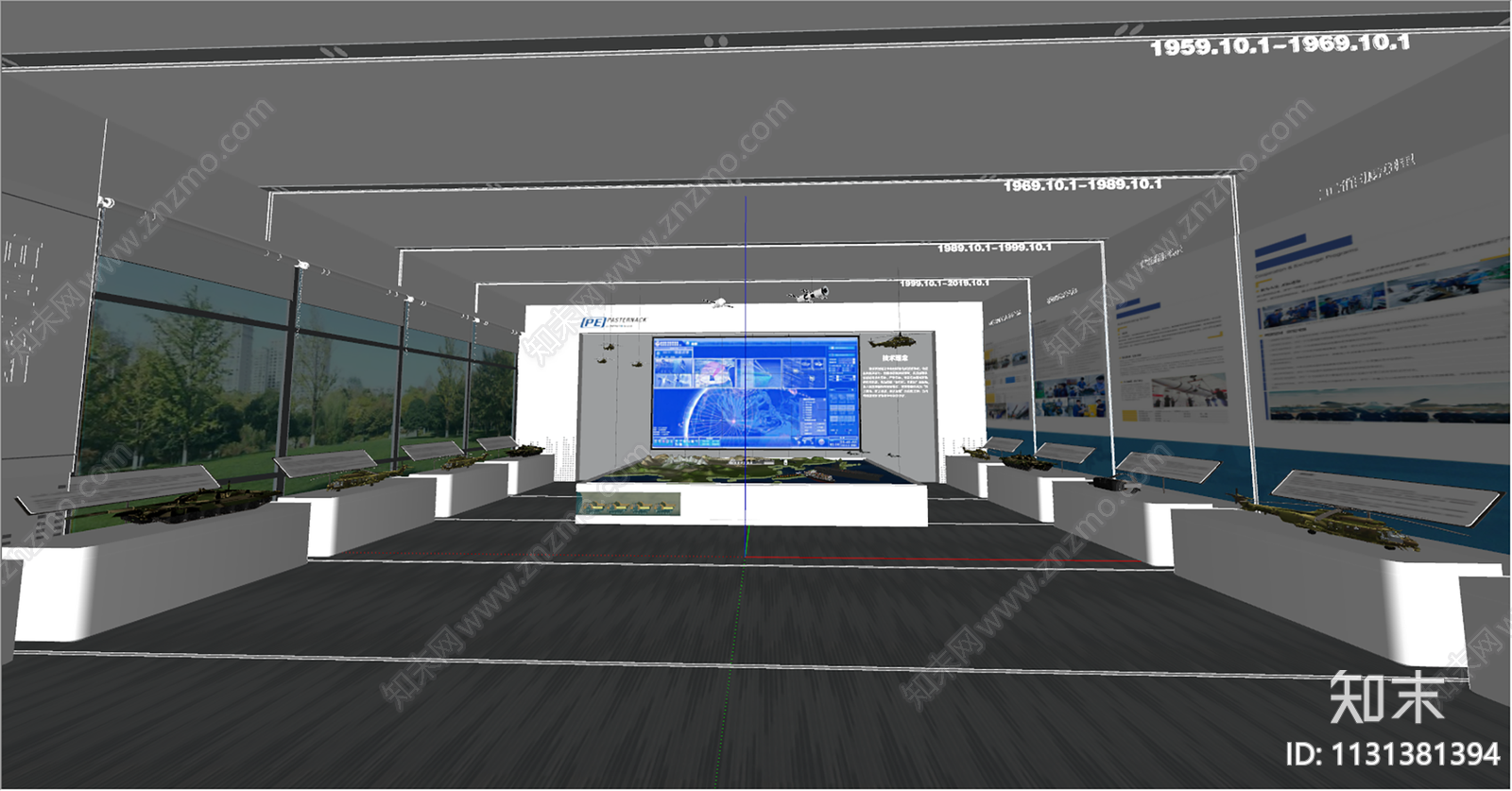 现代军事装备展厅SU模型下载【ID:1131381394】