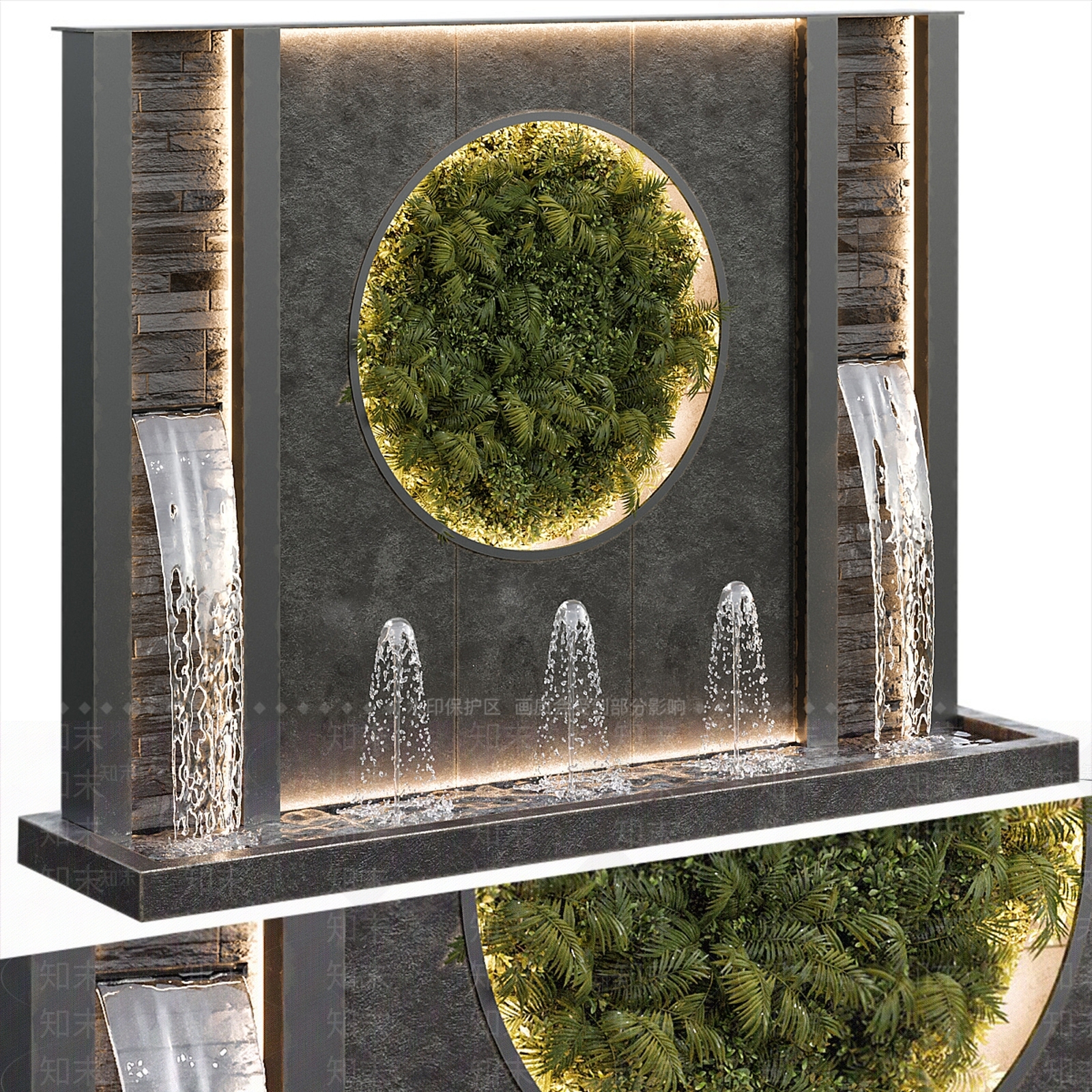 现代景观喷泉水池3D模型下载【ID:1131383654】