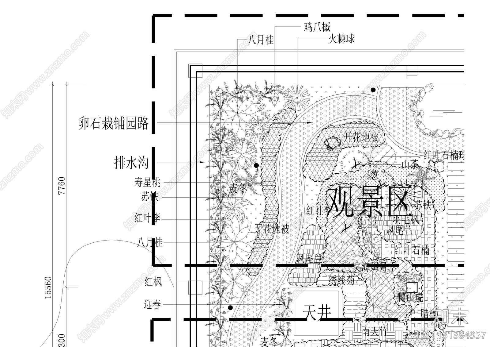 别墅屋顶花园cad施工图下载【ID:1131384957】