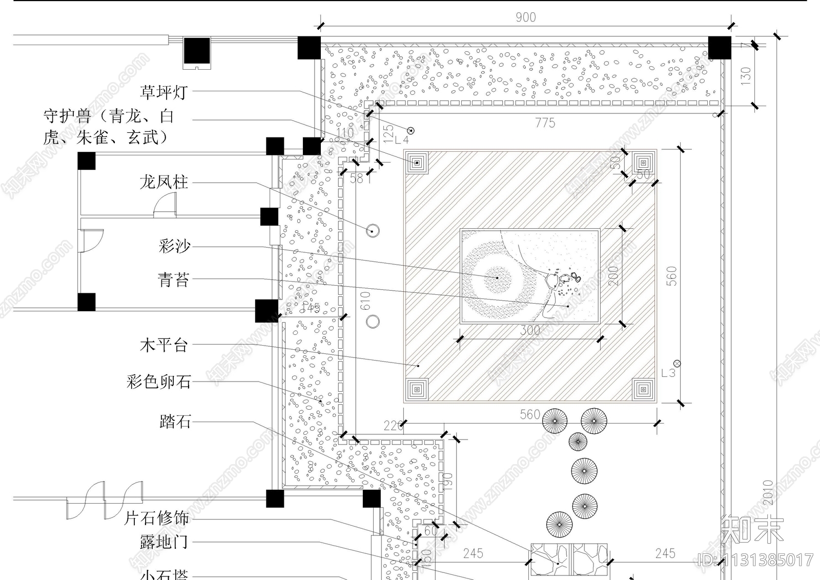 别墅屋顶花园cad施工图下载【ID:1131385017】