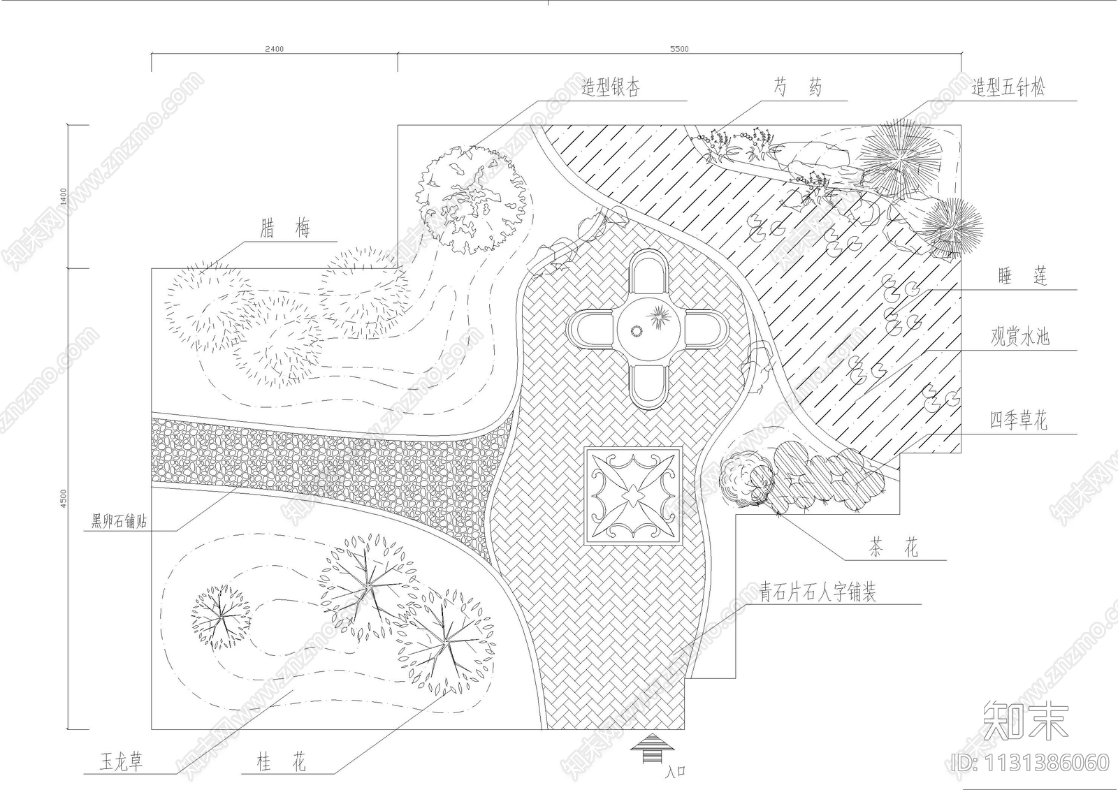小区屋顶花园景观设计图cad施工图下载【ID:1131386060】