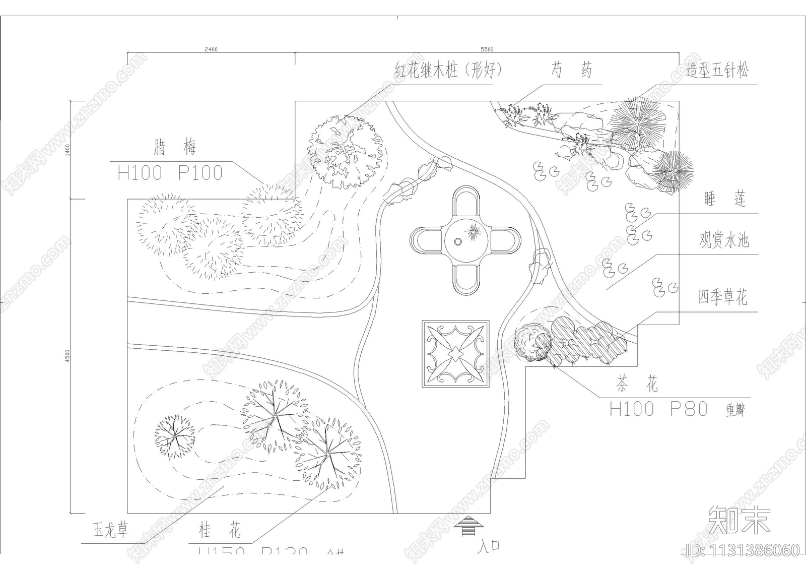 小区屋顶花园景观设计图cad施工图下载【ID:1131386060】