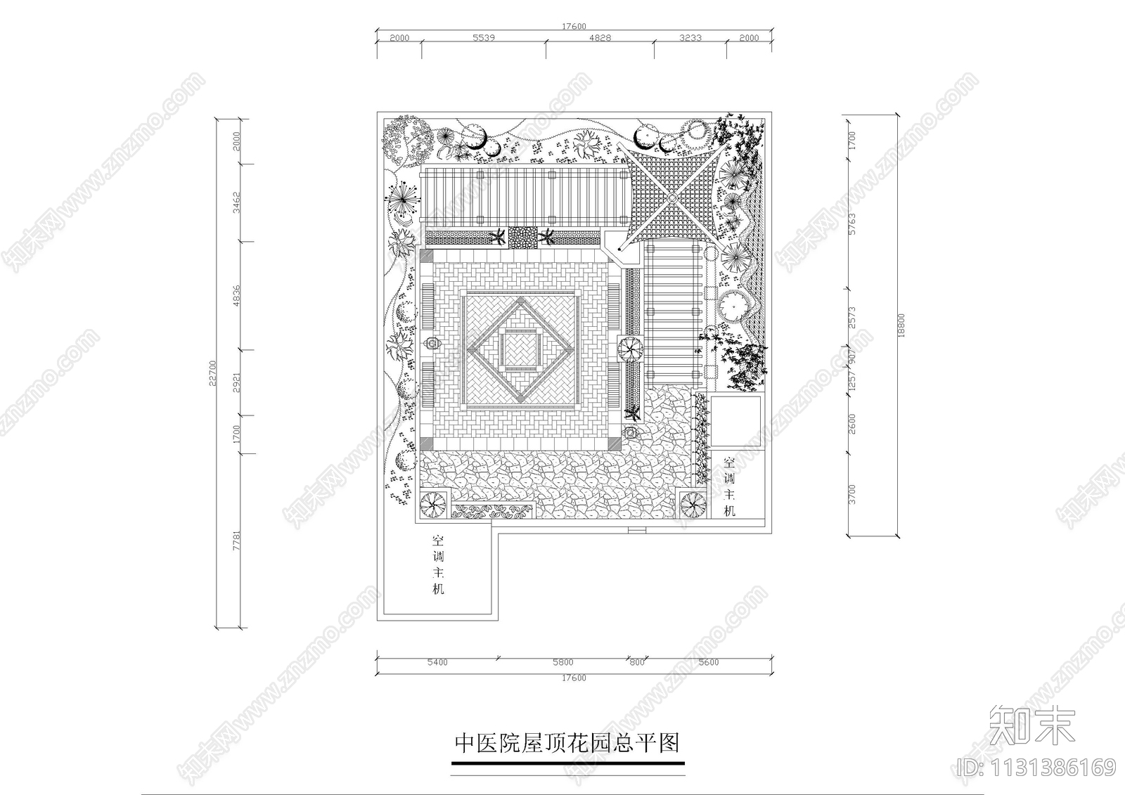 中医院屋顶花园设计cad施工图下载【ID:1131386169】