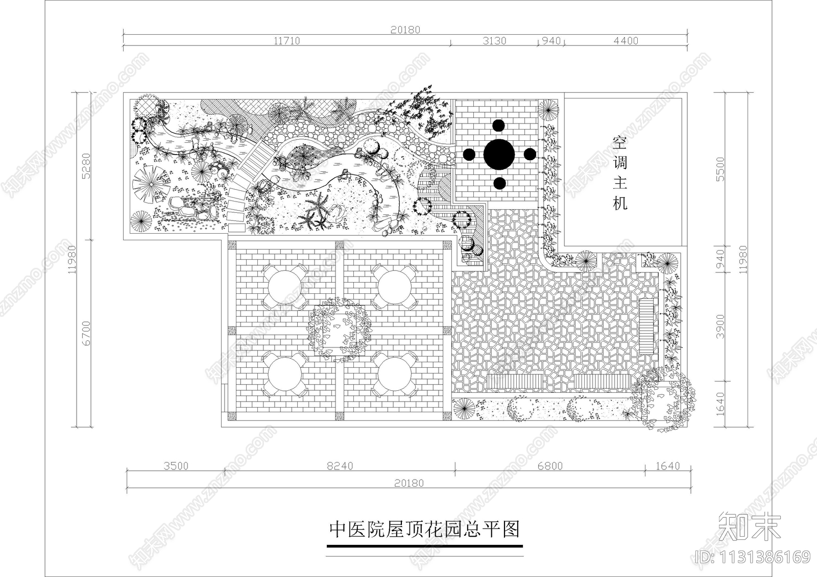 中医院屋顶花园设计cad施工图下载【ID:1131386169】