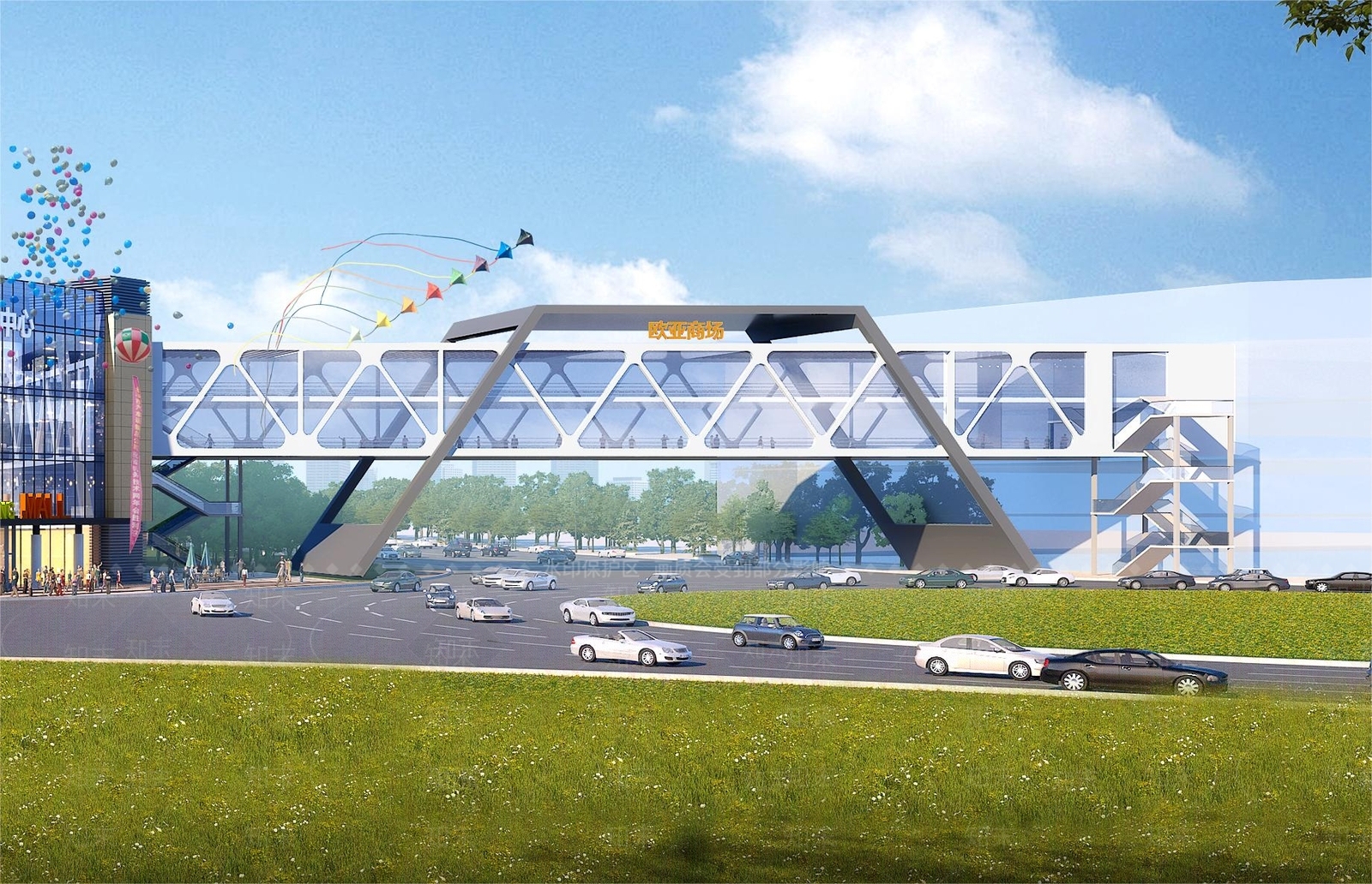 现代空中连廊SU模型下载【ID:1131388191】