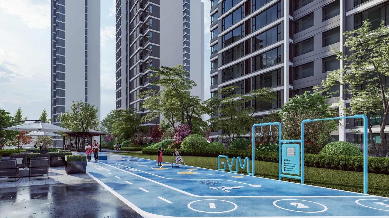 现代小区景观SU模型下载【ID:1131388843】