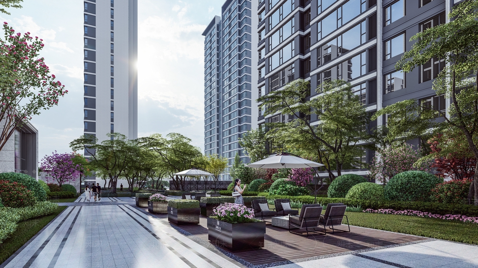 现代小区景观SU模型下载【ID:1131388843】