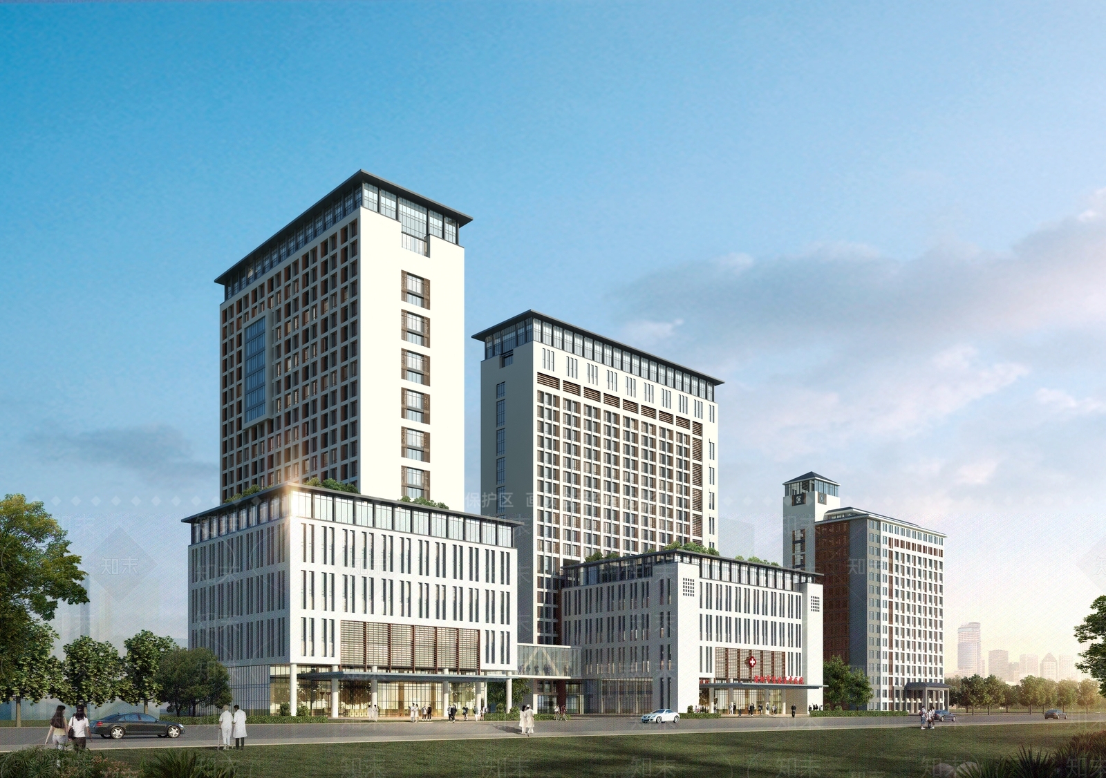 新中式医疗建筑SU模型下载【ID:1131391113】
