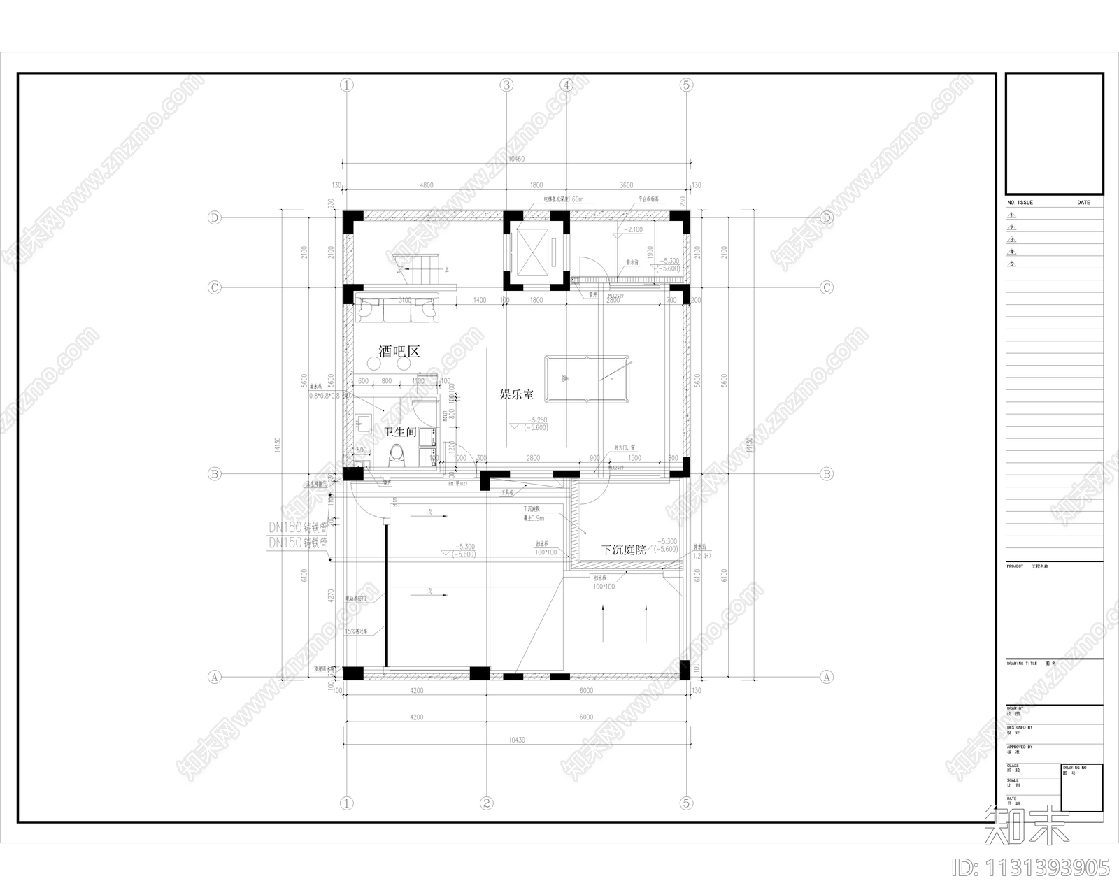 现代简约别墅平面方案cad施工图下载【ID:1131393905】