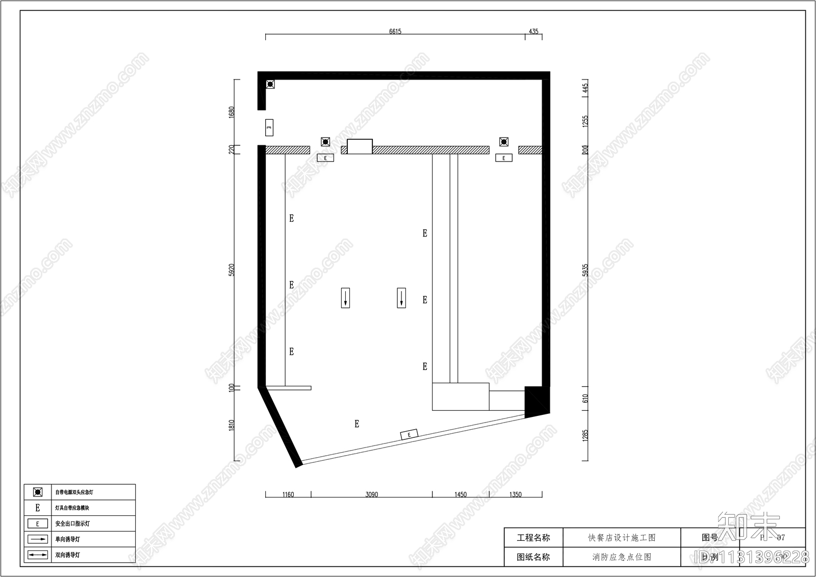 现代简约快餐店室内设计cad施工图下载【ID:1131396228】